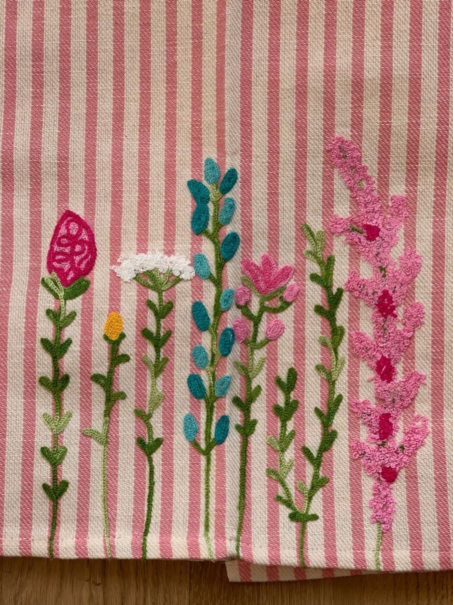Bestickte Geschirrtucher Busatti | Fruhlingsblumen-Besticktes Geschirrtuch