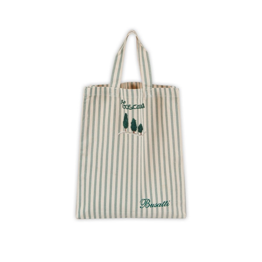 Accessoires Busatti | Toscana-Bestickter Einkaufsbeutel Taupe