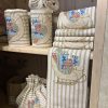 Bestickte Geschirrtucher Busatti | Schlitten-Besticktes Geschirrtuch Sand